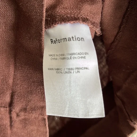 Brown 100% linen reformation shorts, M - Picture 4 of 5